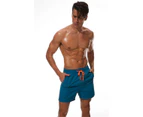 Men's Swim Trunks Quick Dry Beach Shorts with Pockets and Mesh Lining, Swimming Board Shorts Bathing Suits for Men-Blue