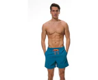 Men's Swim Trunks Quick Dry Beach Shorts with Pockets and Mesh Lining, Swimming Board Shorts Bathing Suits for Men-Blue