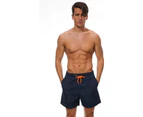 Men's Swim Trunks Quick Dry Beach Shorts with Pockets and Mesh Lining, Swimming Board Shorts Bathing Suits for Men-Navy