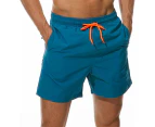 Men's Swim Trunks Quick Dry Beach Shorts with Pockets and Mesh Lining, Swimming Board Shorts Bathing Suits for Men-Blue