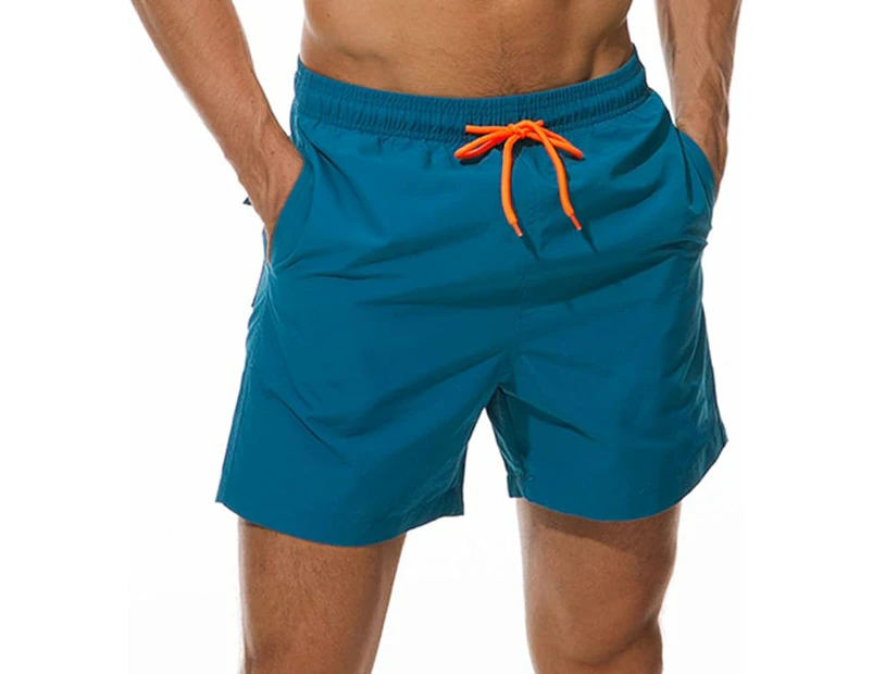 Men's Swim Trunks Quick Dry Beach Shorts with Pockets and Mesh Lining, Swimming Board Shorts Bathing Suits for Men-Blue