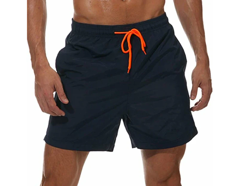 Men's Swim Trunks Quick Dry Beach Shorts with Pockets and Mesh Lining, Swimming Board Shorts Bathing Suits for Men-Navy