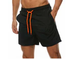 Men's Swim Trunks Quick Dry Beach Shorts with Pockets and Mesh Lining, Swimming Board Shorts Bathing Suits for Men-Black