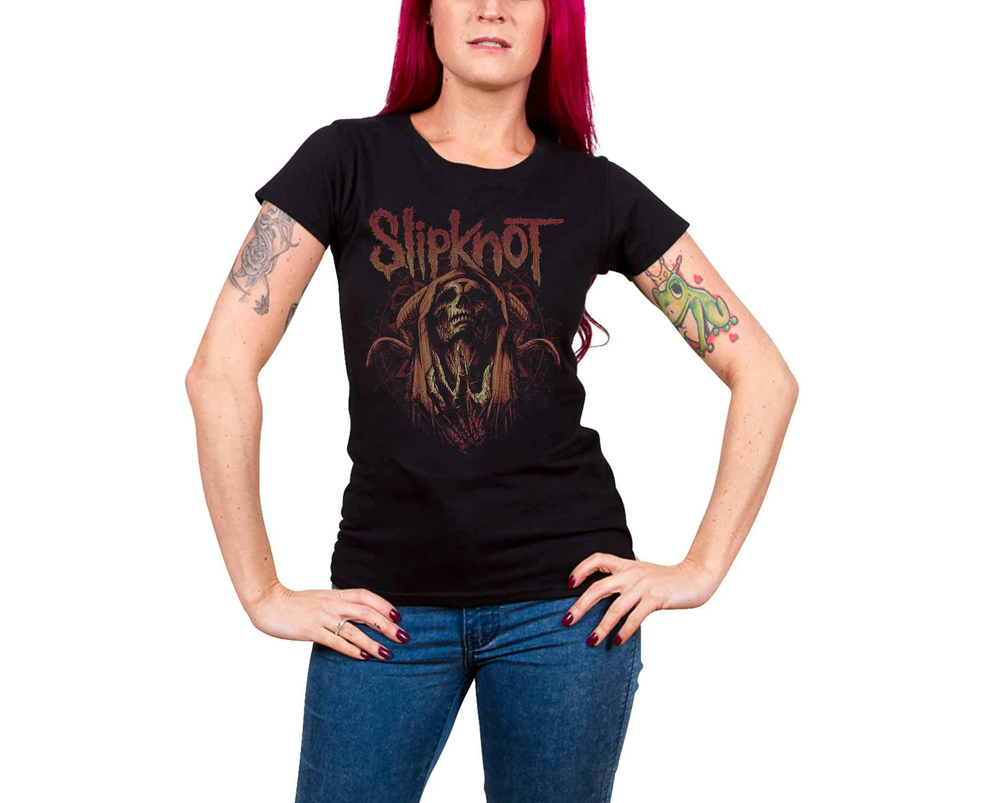 Slipknot T Shirt Evil Witch Band Logo  Official Womens Skinny Fit - Black