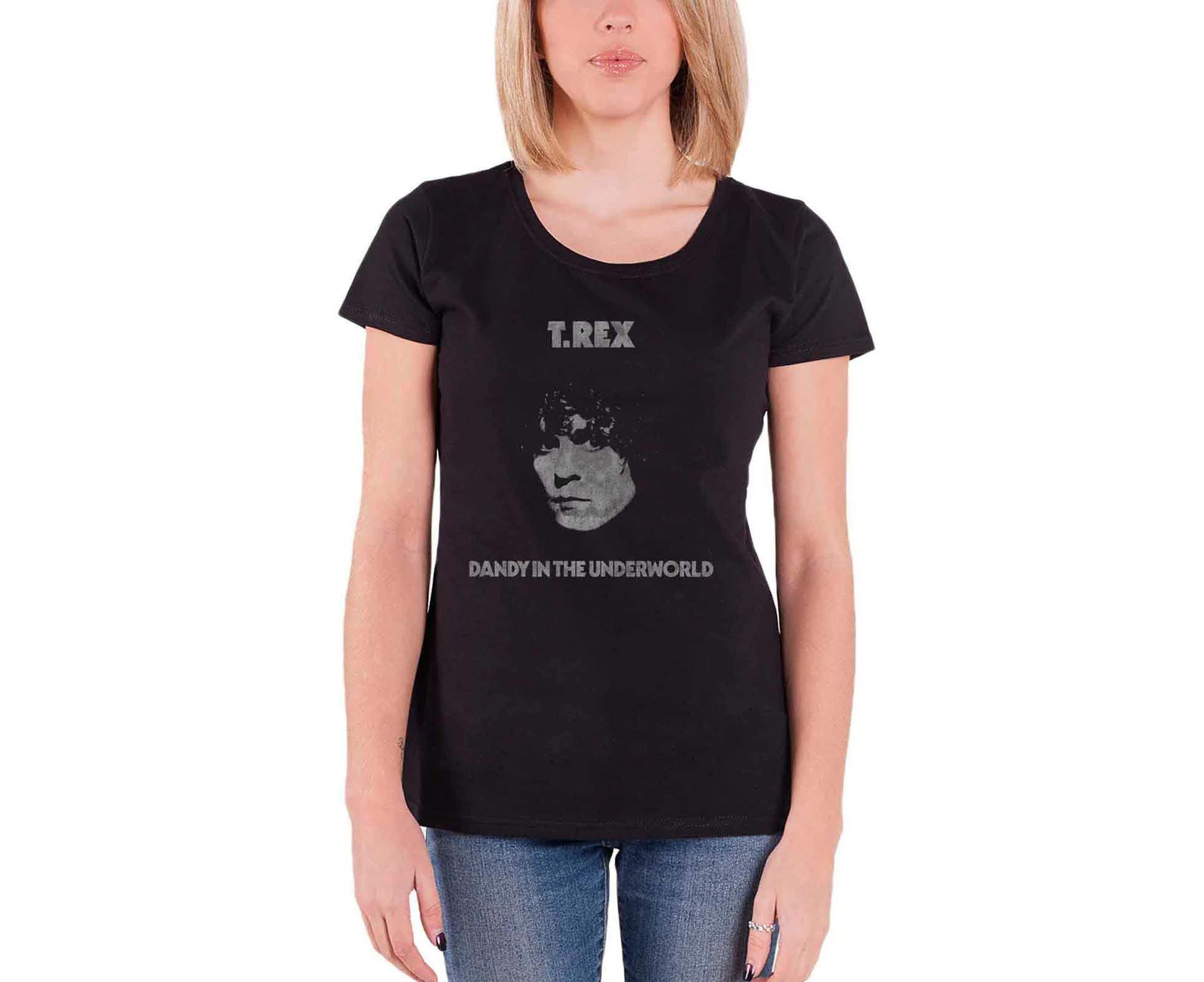 T Rex T Shirt Marc Bolan Dandy Logo  Official Womens Skinny Fit