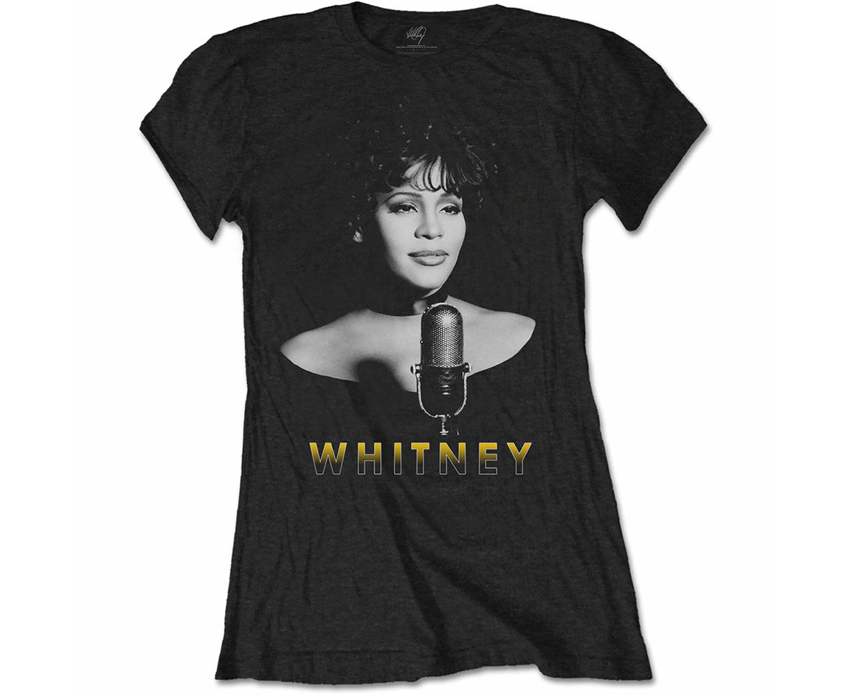 Whitney Houston Ladies T Shirt  And  Photo Official Womens Skinny Fit - Black