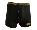 Mens Cotton Modal Boxer Briefs Black/ Gold - Frank and Beans Underwear - Black