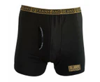 Mens Cotton Modal Boxer Briefs Black/ Gold - Frank and Beans Underwear - Black