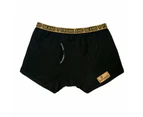 Mens Cotton Modal Boxer Briefs Black/ Gold - Frank and Beans Underwear - Black