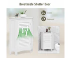 Giantex Corner Storage Cabinet Bathroom Organizer w/Single Doors & 2 Shelves Shutter Door Cabinet for Kitchen Living Room White