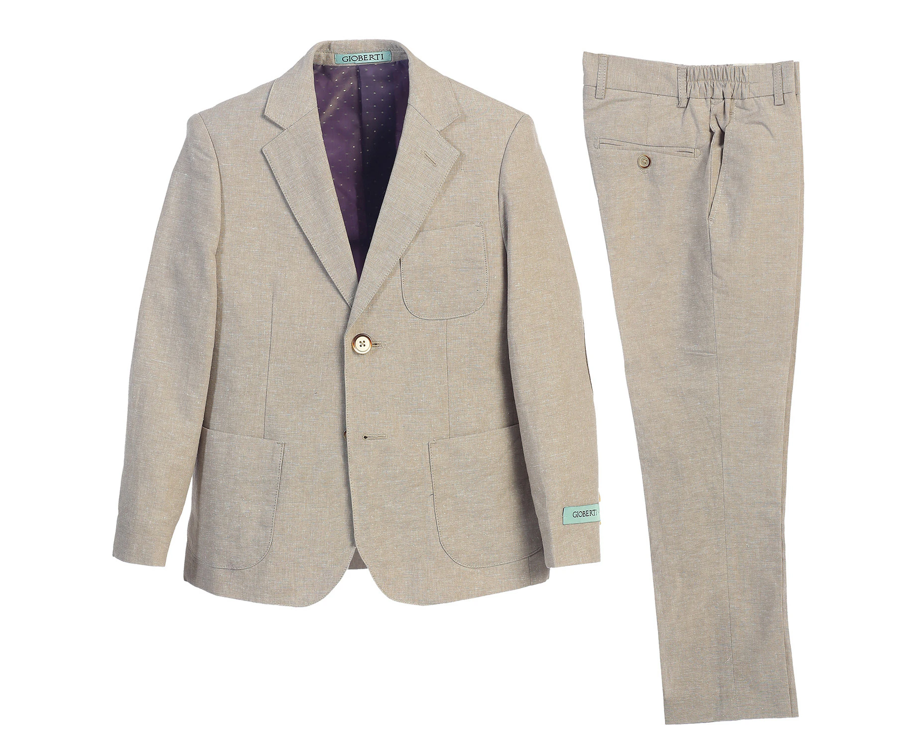 Gioberti Boy's Linen Suit Set Jacket And Dress Pants