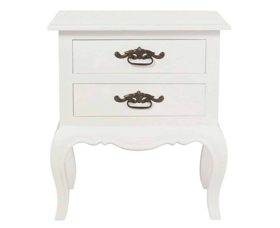 French Provincial 2 Drawer Side Table (White)