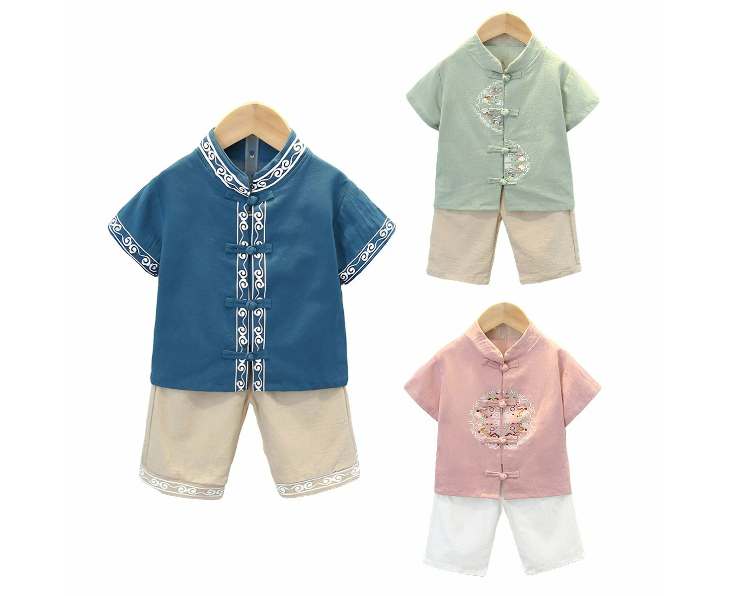 Chinese Style Boys Tang Suit Summer Hanfu Dress Traditional Outfit for Children