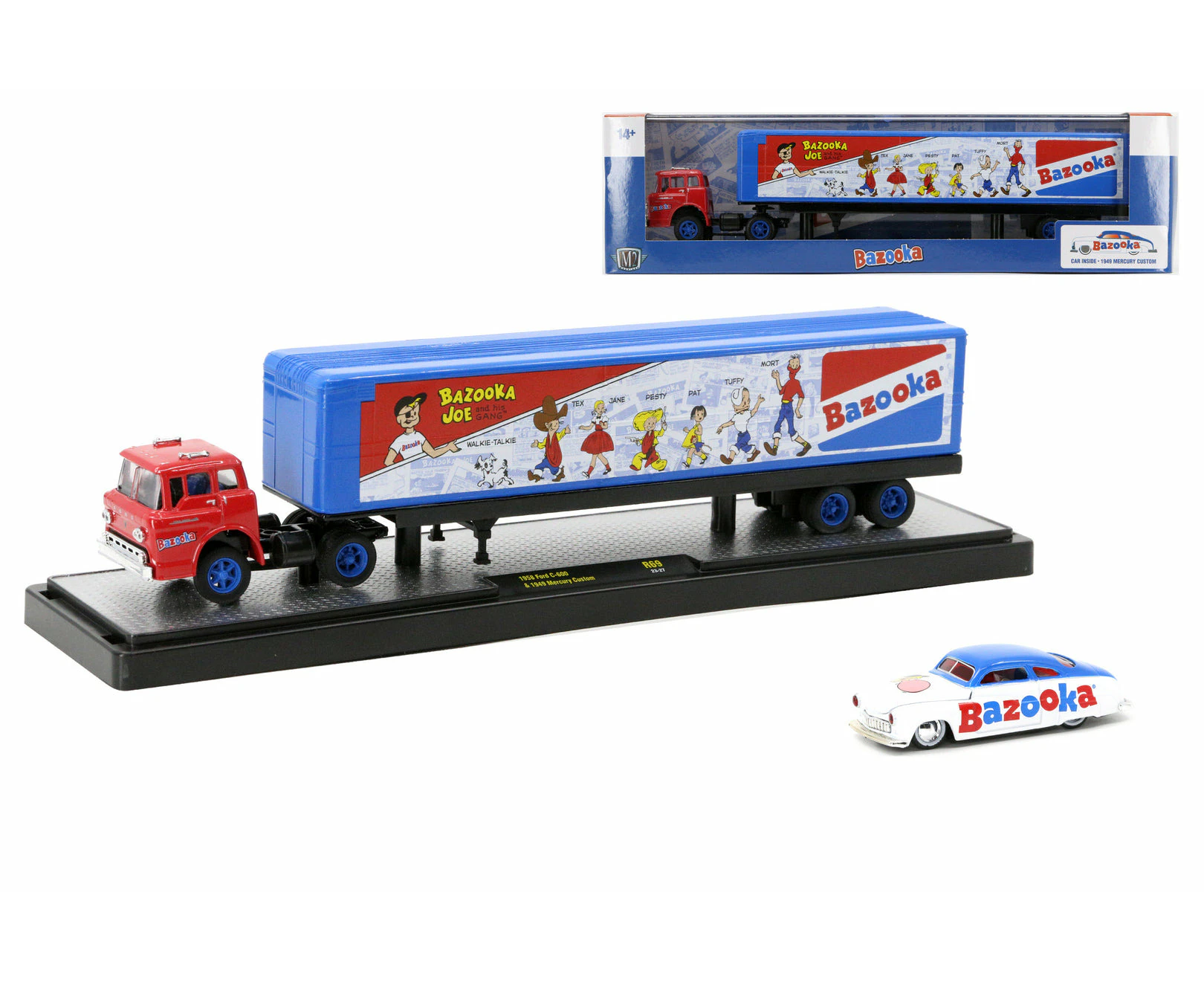 M2 Machines 1:64 Auto-Haulers Release 69 - 1958 Ford C-600 & 1949 Mercury Custom (Bazooka Joe)