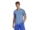 Adidas Men's Essentials Single Jersey 3-Stripes Tee / T-Shirt / Tshirt - Semi Blue Burst