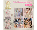 Girls Cheongsam Skirt Floral Dress Traditional Chinese Style Summer Outfit