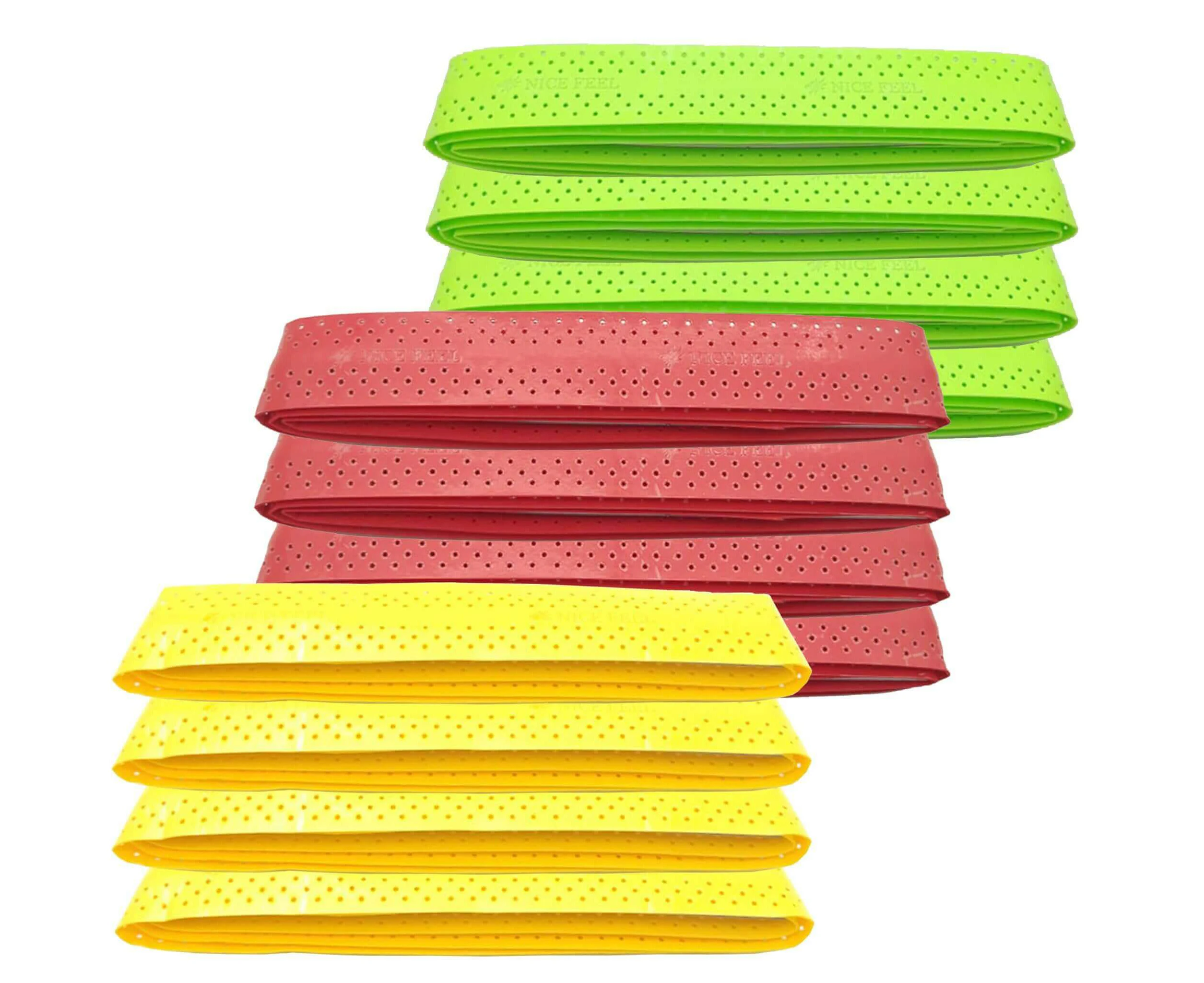 12 Pack Racquet Overgrips Badminton Tennis Squash - Red/Yellow/Green