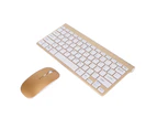 Smart Wireless Keyboard Mouse Kit Silent LED Indicator Waterproof Power Saving Compact Keyboard Mouse Set for Office Gold