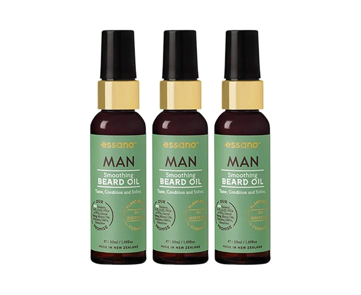 3 x Essano Man Smoothing Beard Oil 50mL