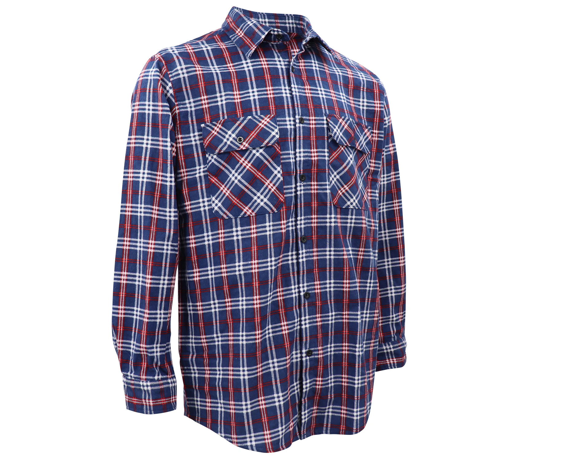 Men's 100% Cotton Flannelette Shirt Long Sleeve Plaid Check Flannel w Pockets