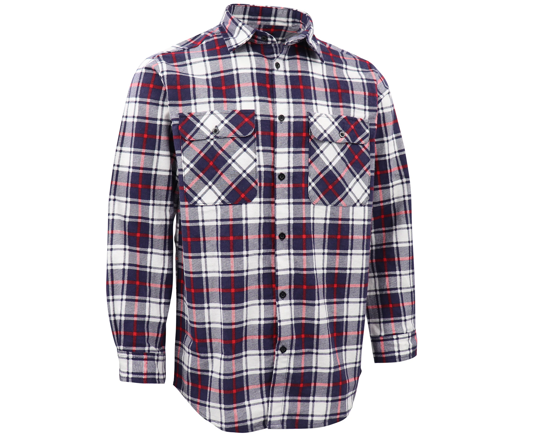 Men's 100% Cotton Flannelette Shirt Long Sleeve Plaid Check Flannel w Pockets