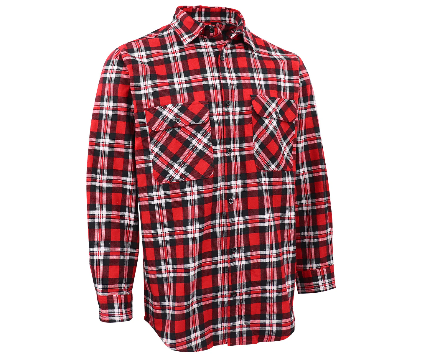 Men's 100% Cotton Flannelette Shirt Long Sleeve Plaid Check Flannel w Pockets