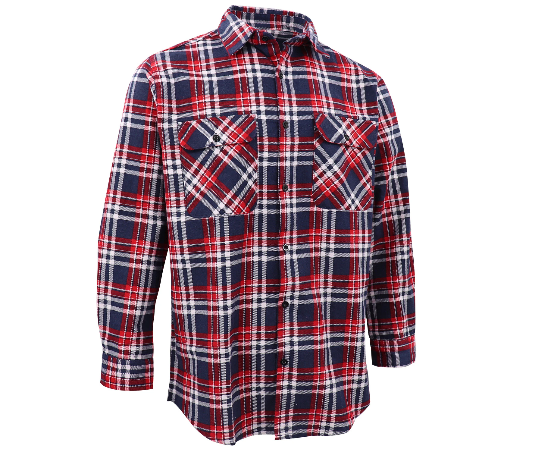 Men's 100% Cotton Flannelette Shirt Long Sleeve Plaid Check Flannel w Pockets