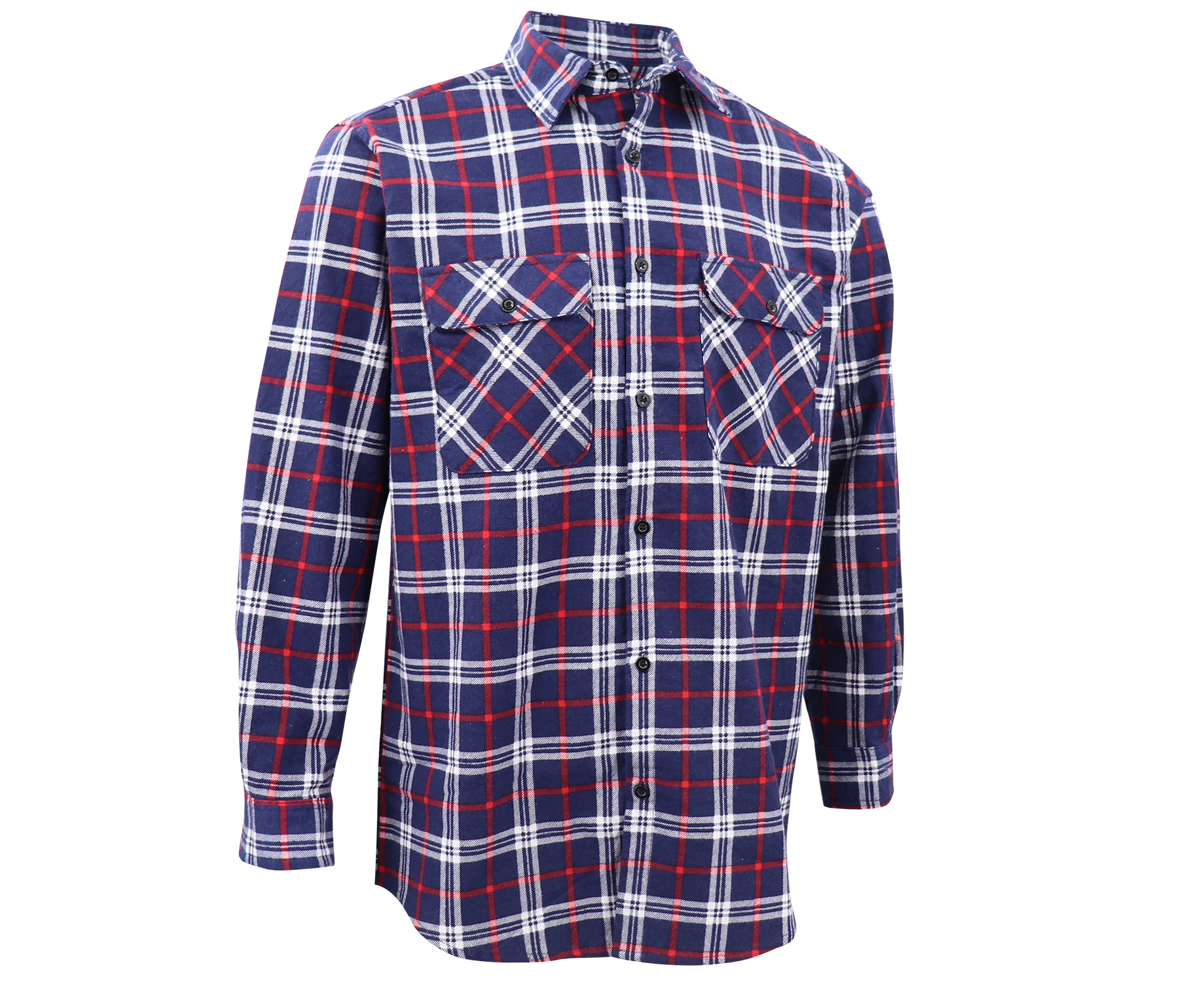 Men's 100% Cotton Flannelette Shirt Long Sleeve Plaid Check Flannel w Pockets