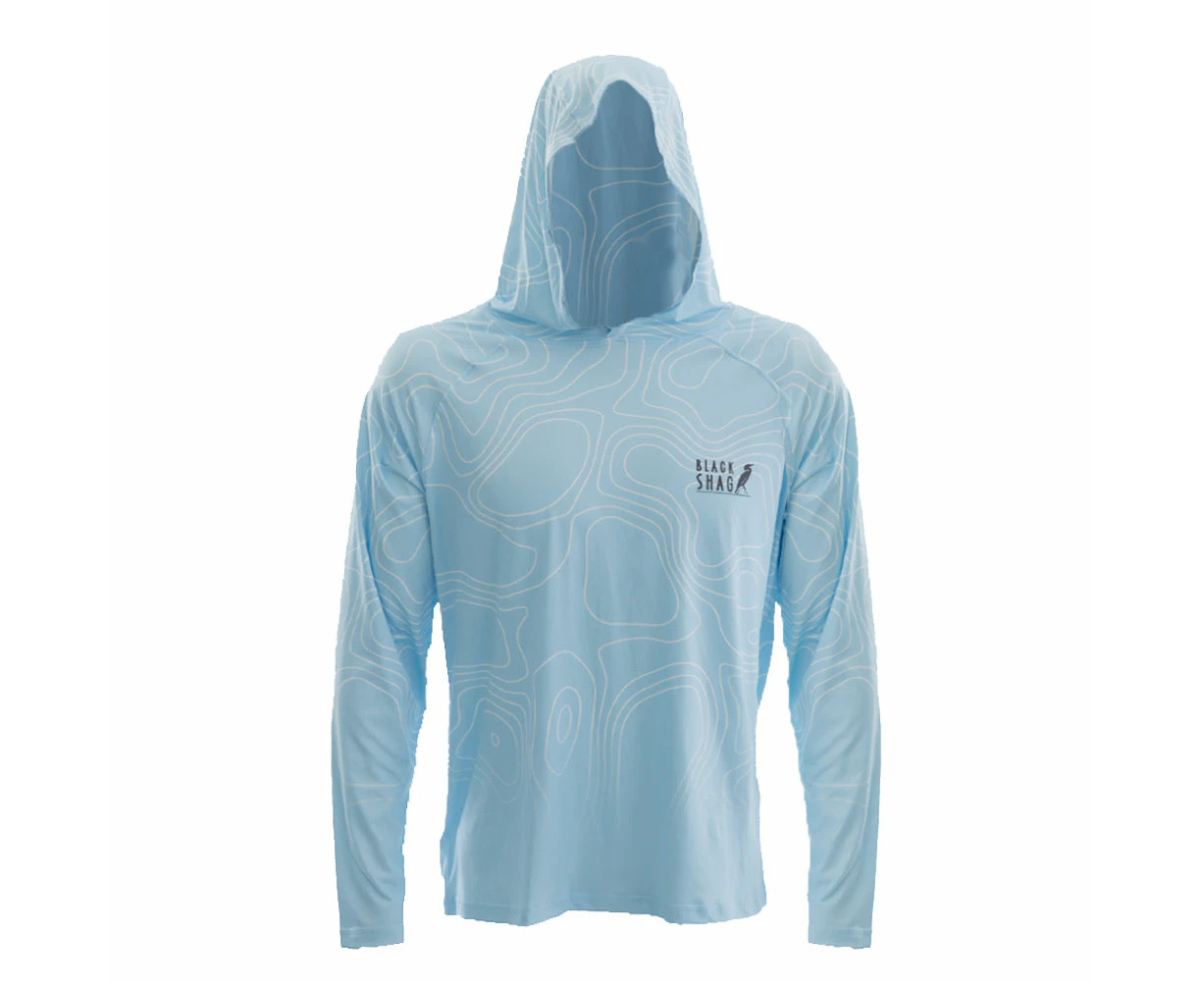 Black Shag UPF50+ Fishing Hoodie Ocean Blue 2XL