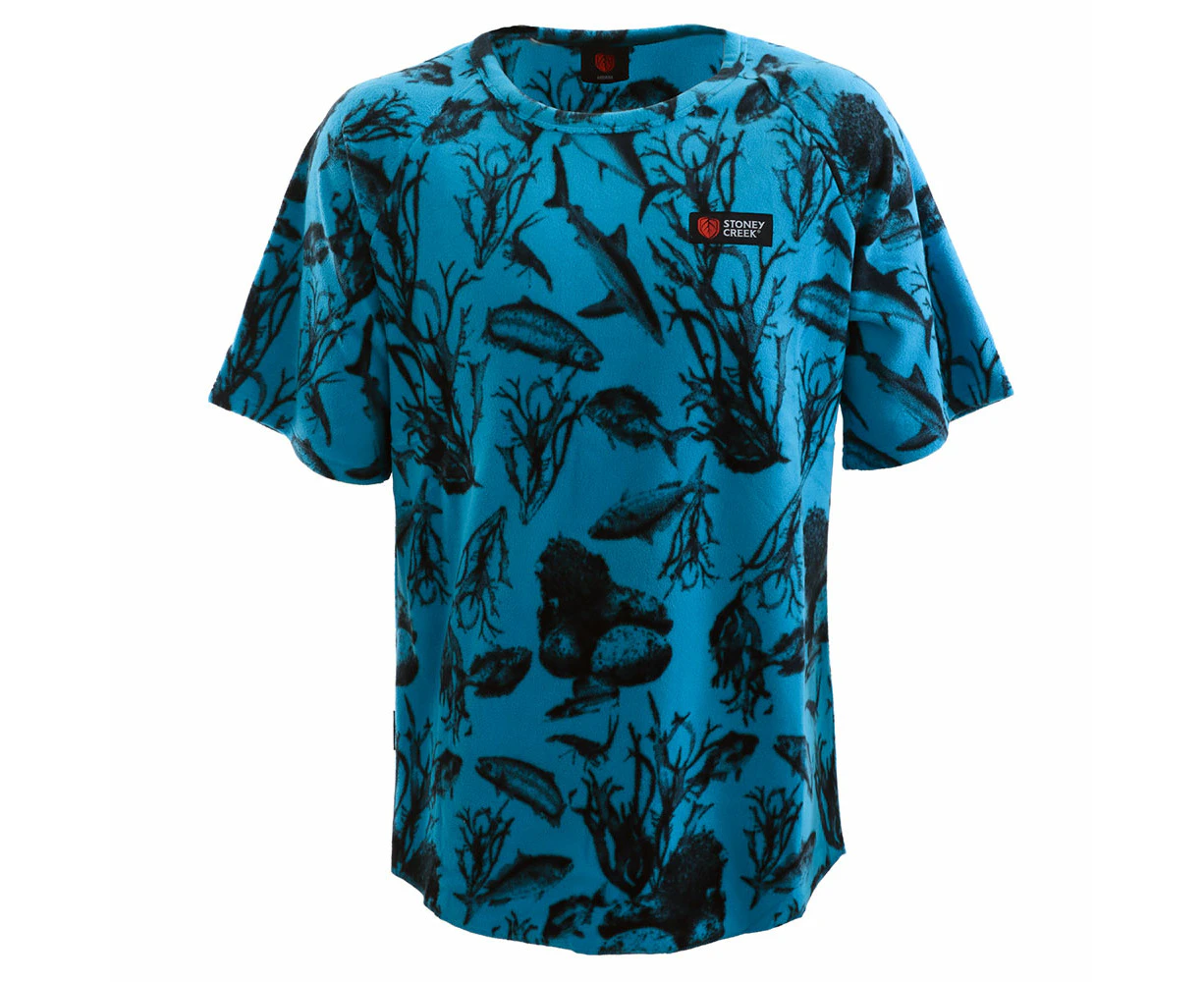 Stoney Creek Bushlite Mens T-Shirt Fish Camo Blue M