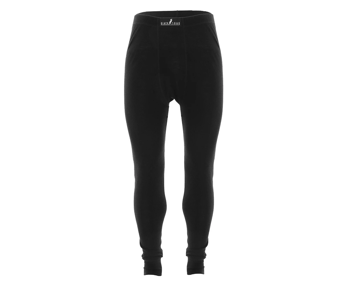 Black Shag Merino Mens Thermal Leggings XL