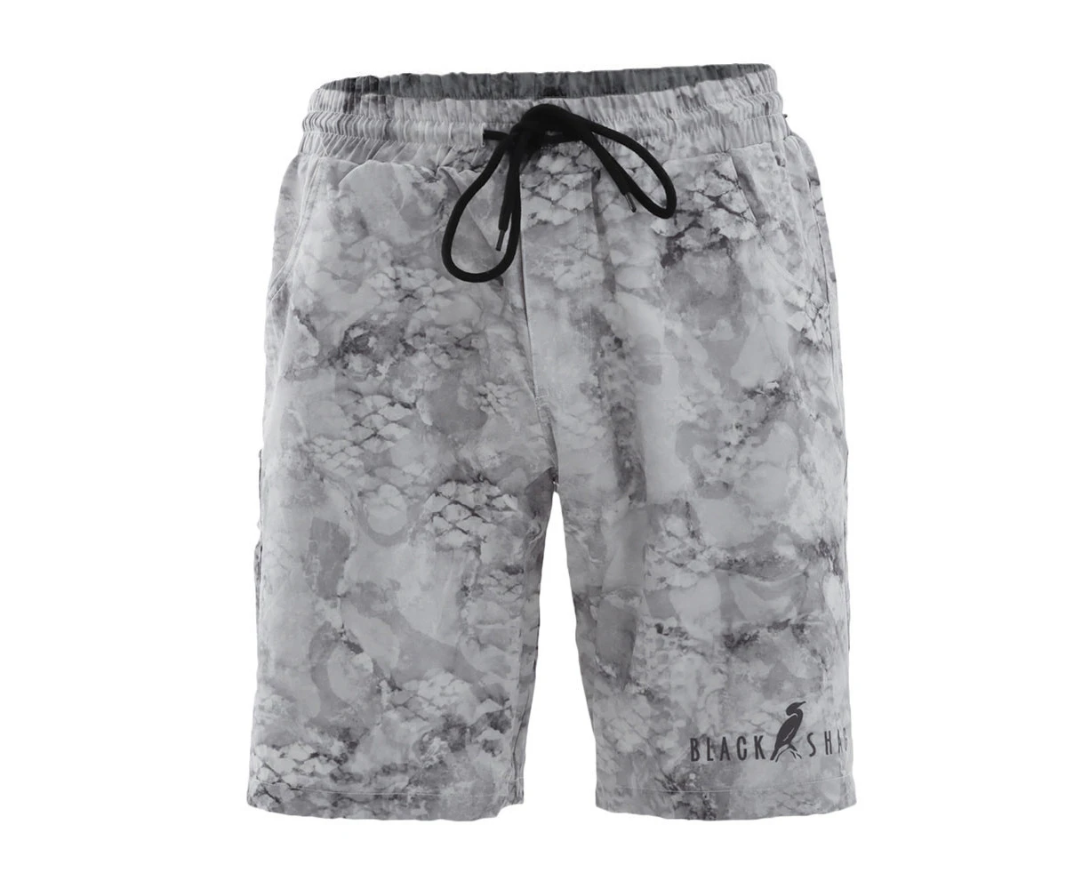 Black Shag Quick-Dry Stretch Mens Board Shorts Grey Camo 34in