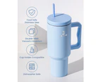 1.2L Insulated Tumbler with Handle and Straw,Insulated Stainless Steel Cup,Reusable Water Bottle, Travel Mug for Women Men, Cupholder Friendly