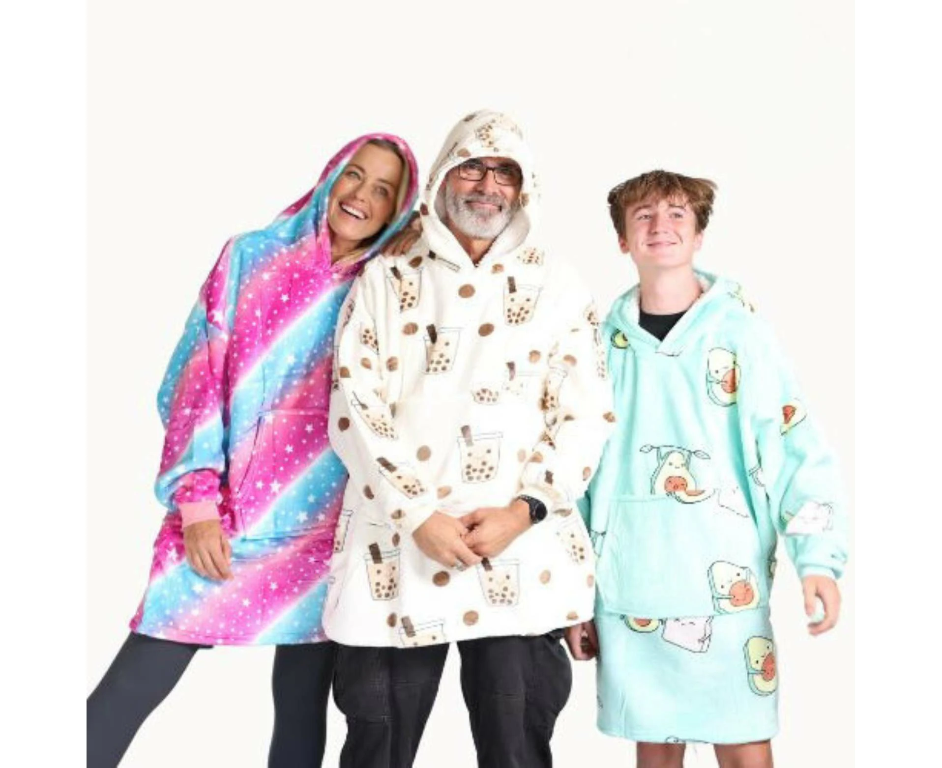 Hotto Premium Oversized Cuddle Hoodie Bubble Tea, Avocado & Galaxy 3 PACK