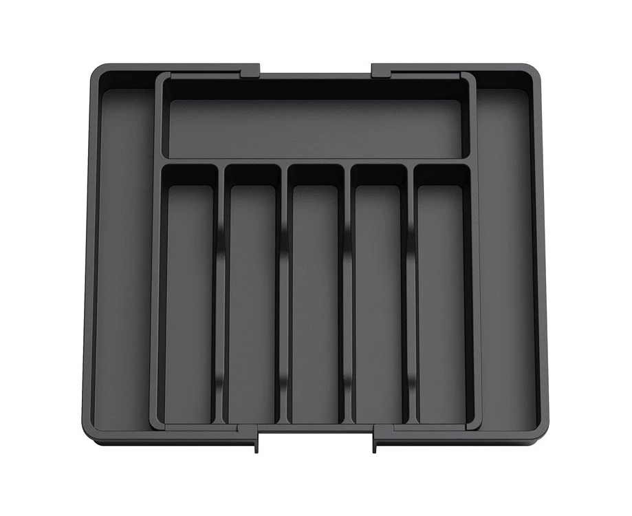 Expandable Utensil Tray Kitchen Cutlery Drawer Organizer Multipurpose Drawer Storage Tray-Black