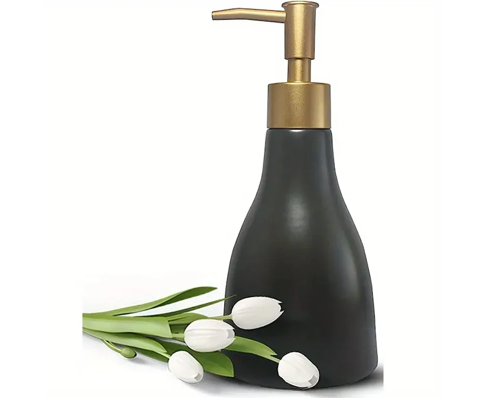 1pc Refillable Ceramic Soap Dispenser with Pump - Perfect for Shampoo, Shower Gel, Hair Conditioner, and Lotion - Adds a Touch of Luxury to Your Bathroom