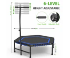 Jicoo 50" Hexagon Rebounder Trampoline for grown-ups Max Load 330lbs Fitness Trampoline with 6 Heights Adjustable Handle Bar Silent Trampoline