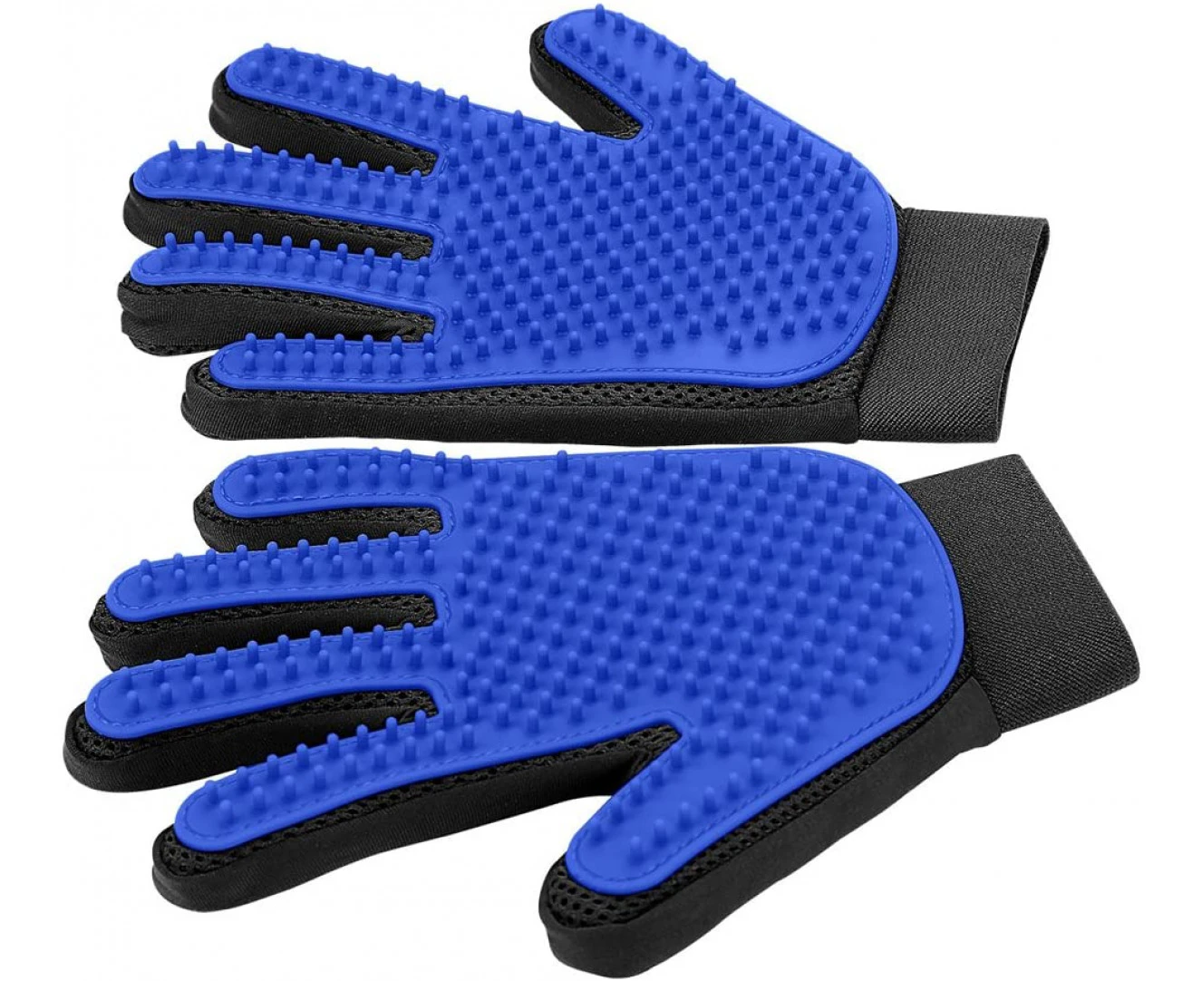 Pet Grooming Glove - Gentle Deshedding Brush Glove - Efficient Pet Hair Remover Mitt - Enhanced Five Finger Design - Perfect for Dog & Cat with Long