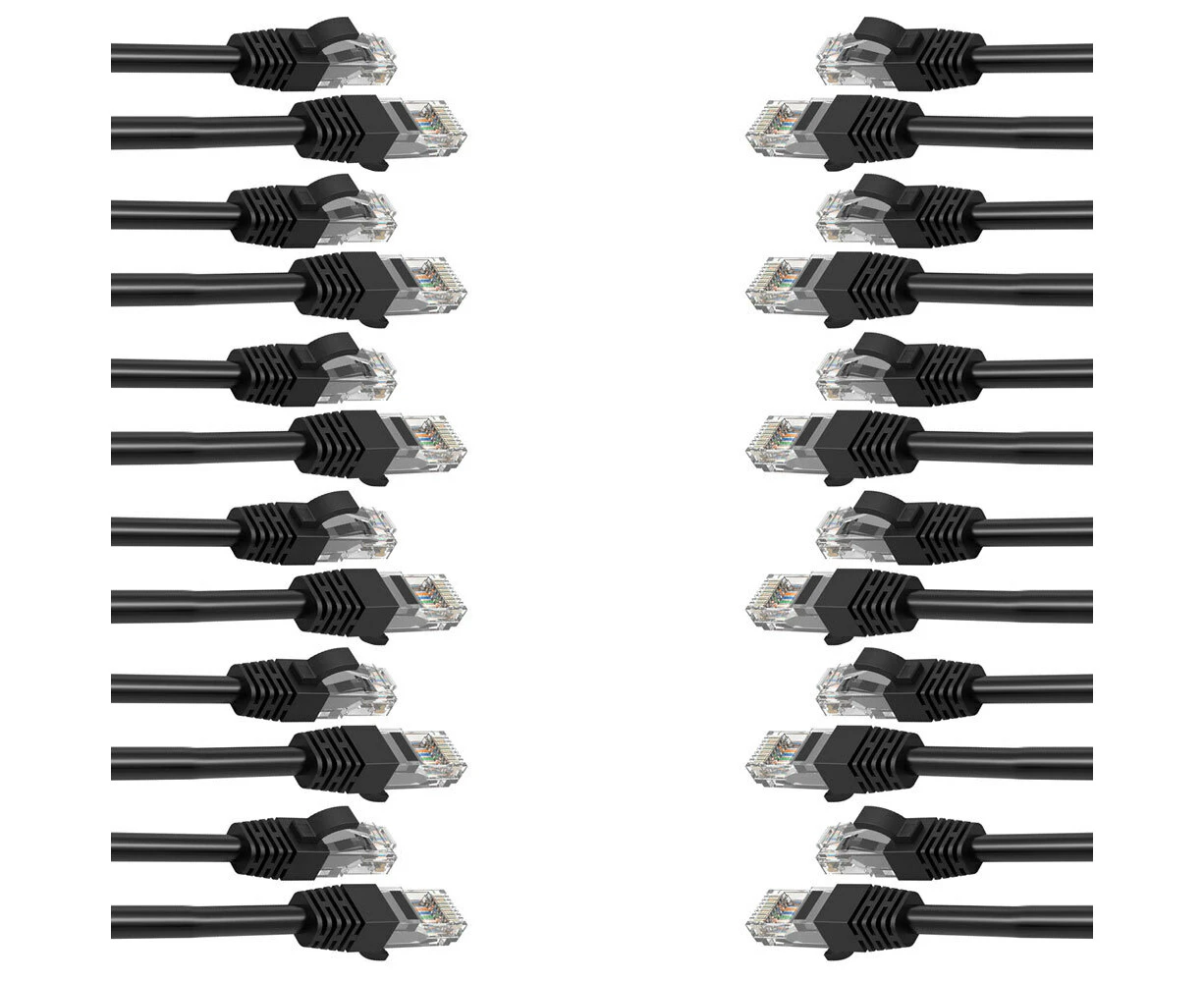 12x Cruxtec 1m CAT6/RJ45 Network Lead Cable LAN Ethernet Internet Router Cord BK