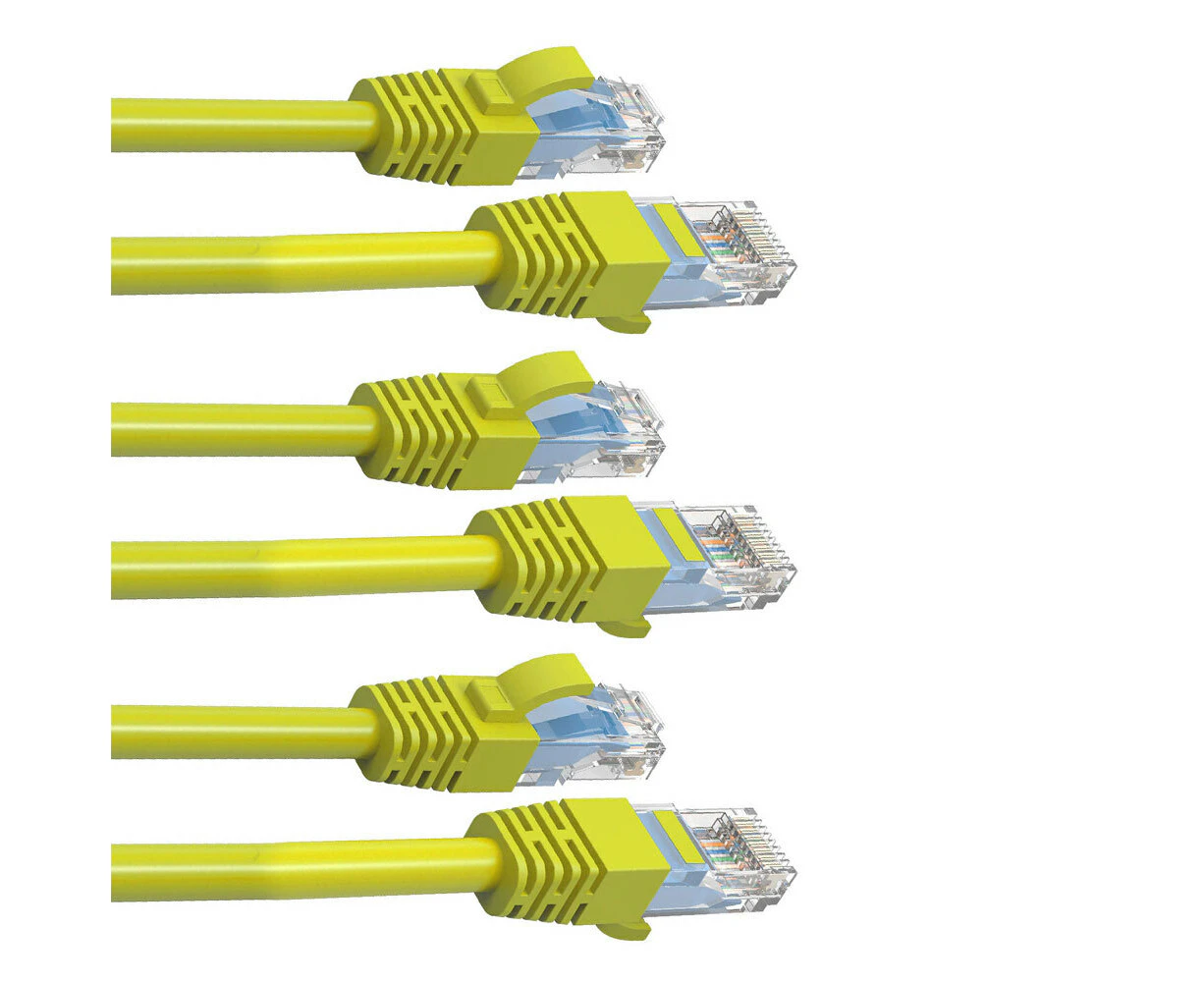 3PK Cruxtec 2m CAT6/RJ45 Network Lead Cable LAN Ethernet Internet Router Cord YL