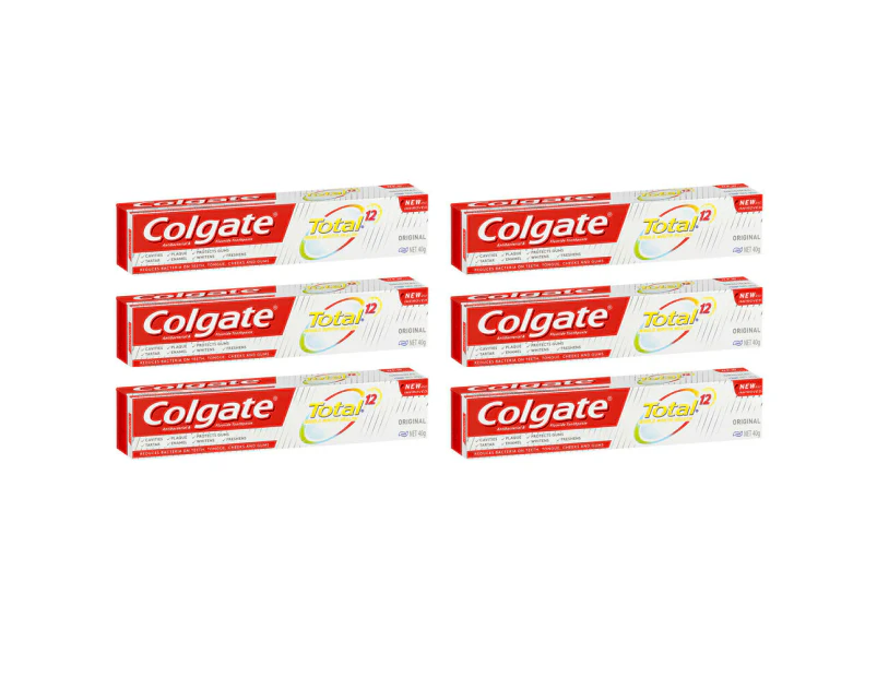 6x Colgate Total 40g Antibacterial Fluoride Toothpaste f/Cavities/Plaque/Enamel