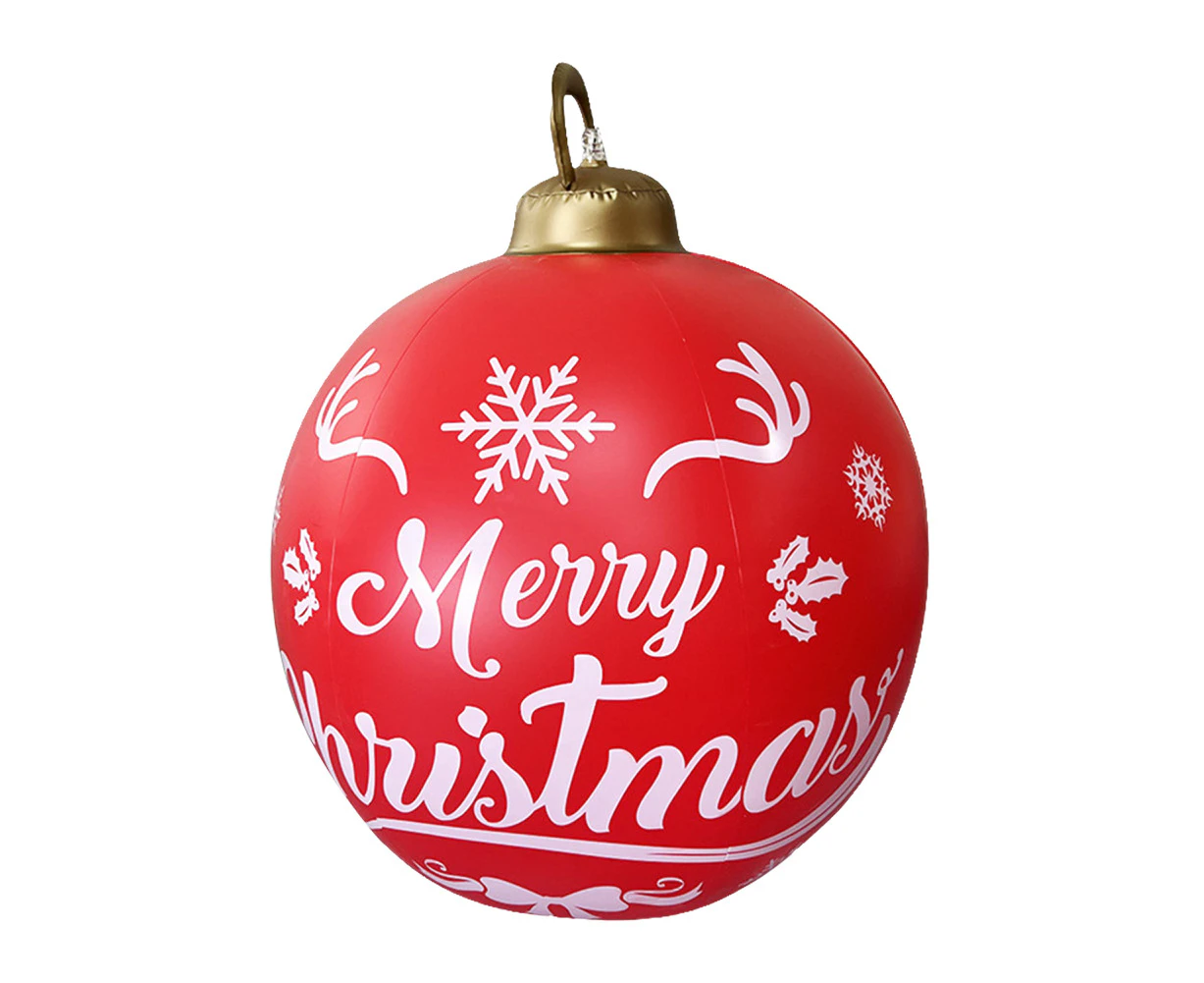 60cm Giant Inflatable Christmas Ball, PVC Decoration Ball for Outdoor, Holiday, Patio, Porch (Red, Merry Christmas)