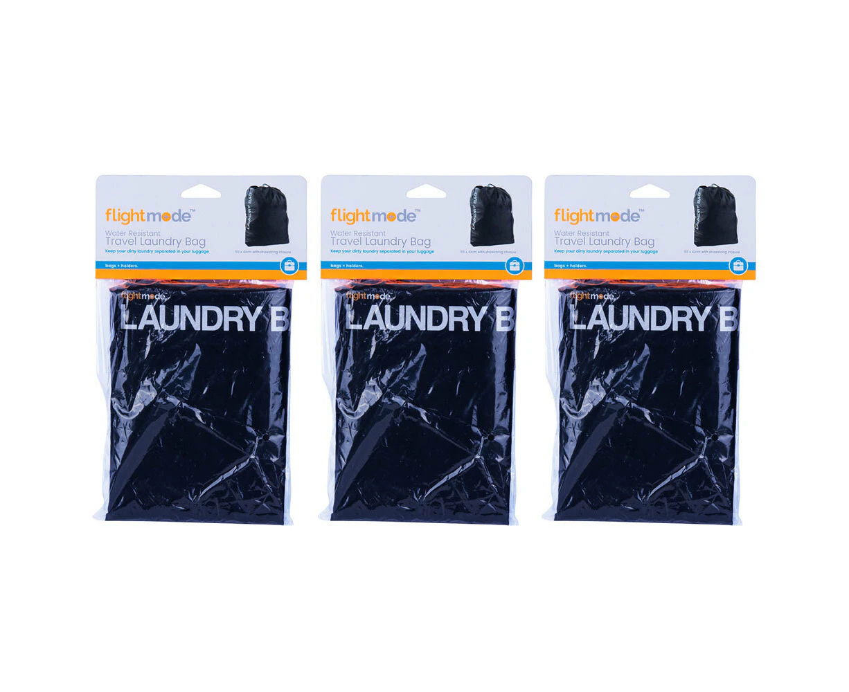 3PK Flight Mode Travel Laundry Bag Gym/Sport Water Resistant Pouch Storage Black