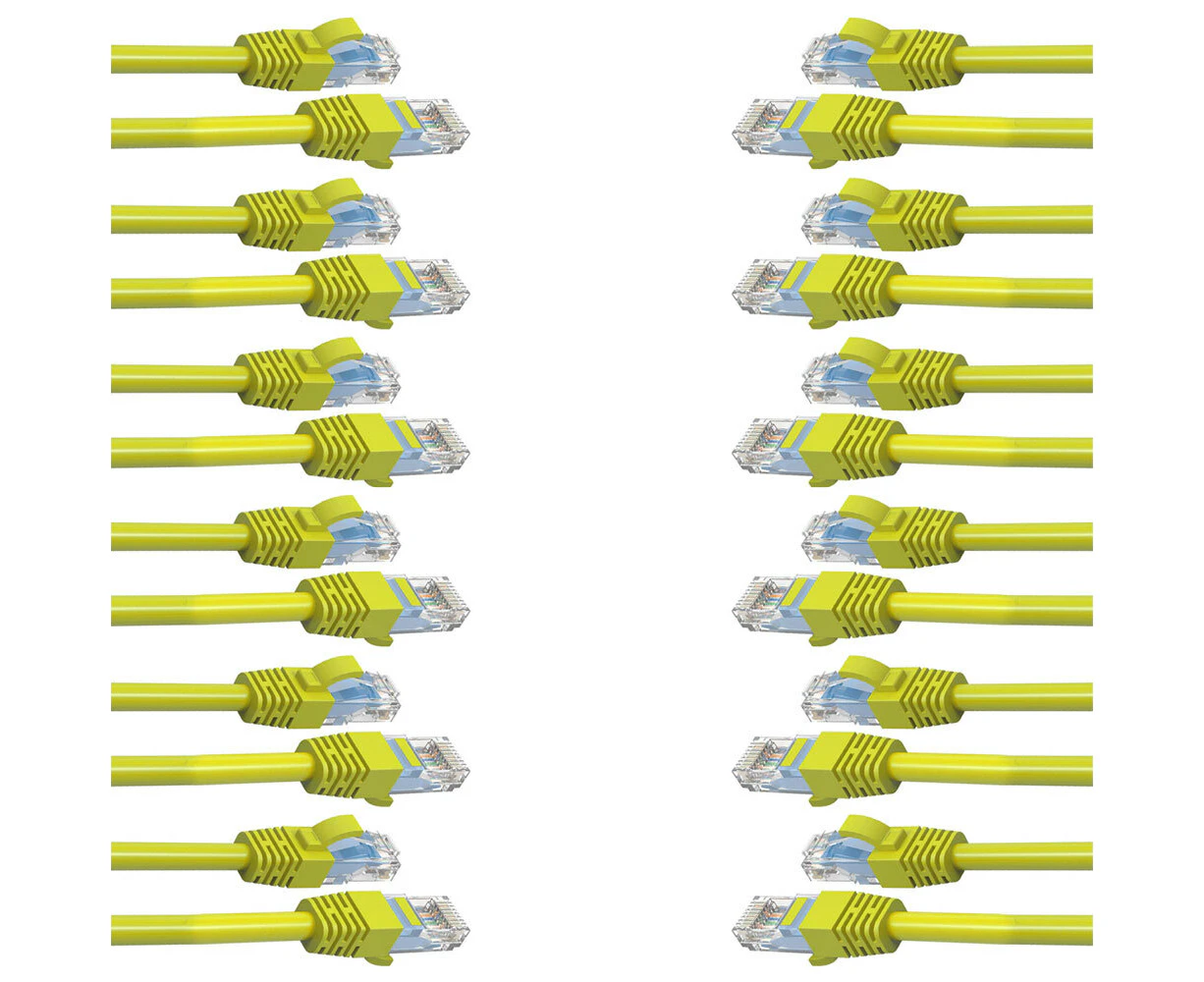 12PK Cruxtec 0.3m CAT6/RJ45 Network Lead Cable LAN Ethernet CAT 6 Cord Yellow