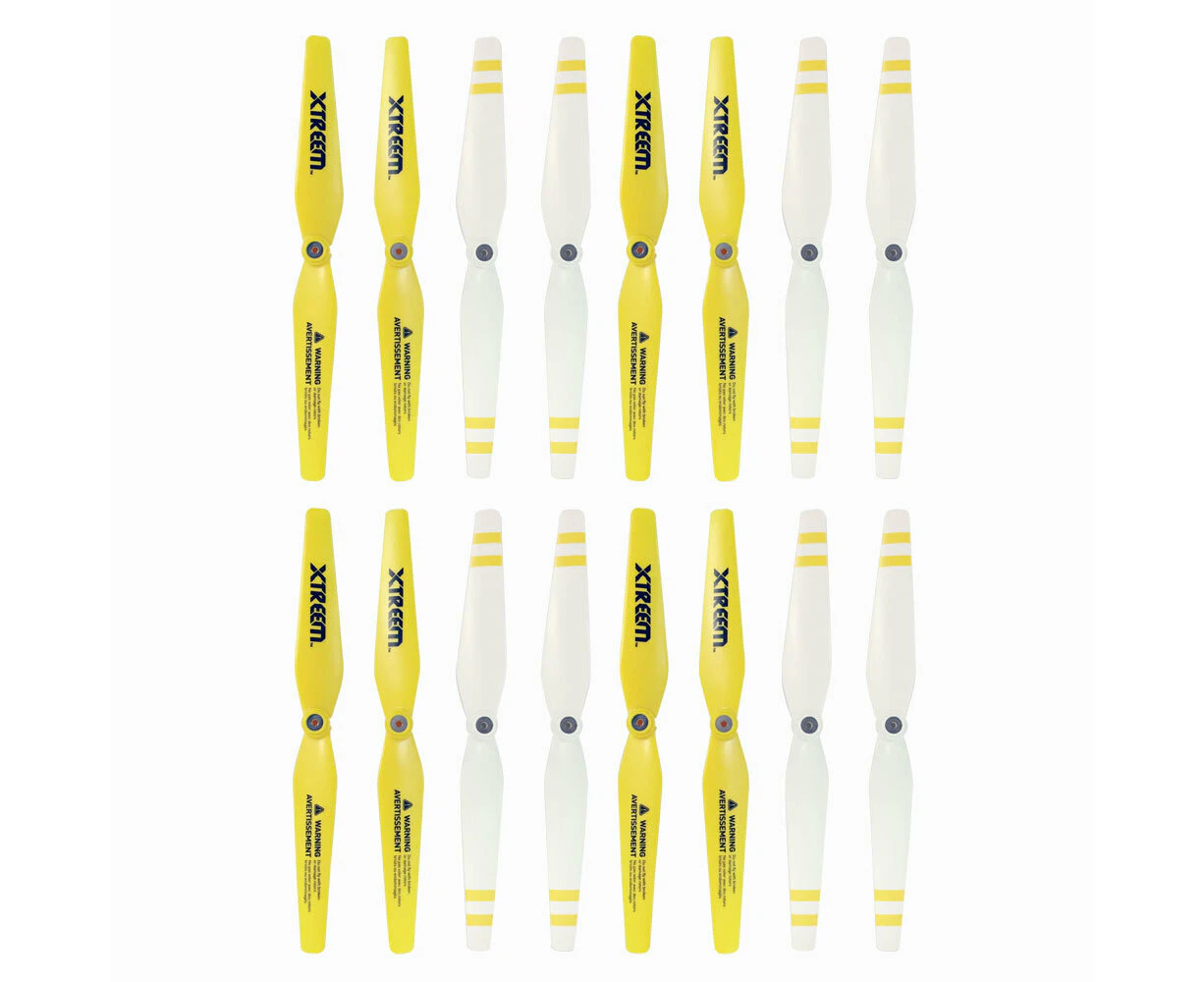 16pc Xtreem Sky Ranger Rotor Blades Front/Rear Propeller for Drone White/Yellow