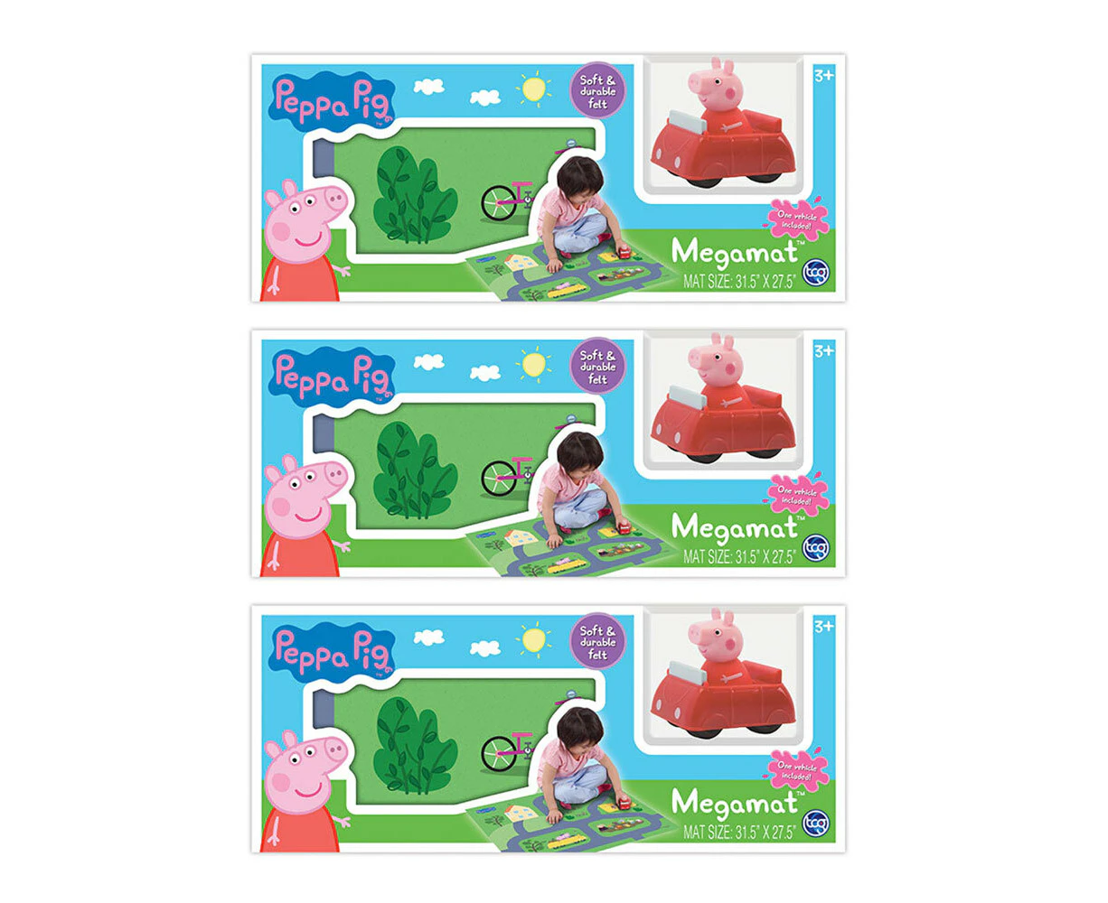 3x Peppa Pig 31.5" x 27.5" Megamat Playmat Kids Toys 3y+ w/ Assorted Vehicle Car