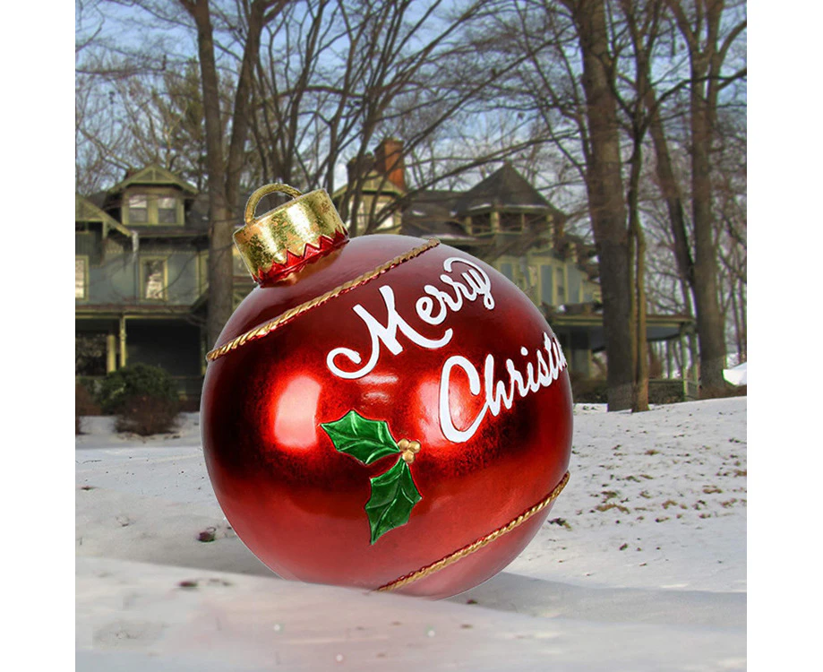 60cm Giant Inflatable Christmas Ball, PVC Decoration Ball for Outdoor, Holiday, Patio, Porch (Red, Merry Christmas)