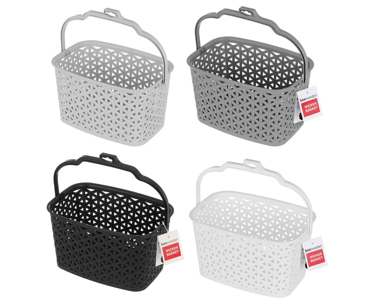 4x Boxsweden Wicker Design Peg Basket Storage Holder/Organiser w/ Hook Assorted