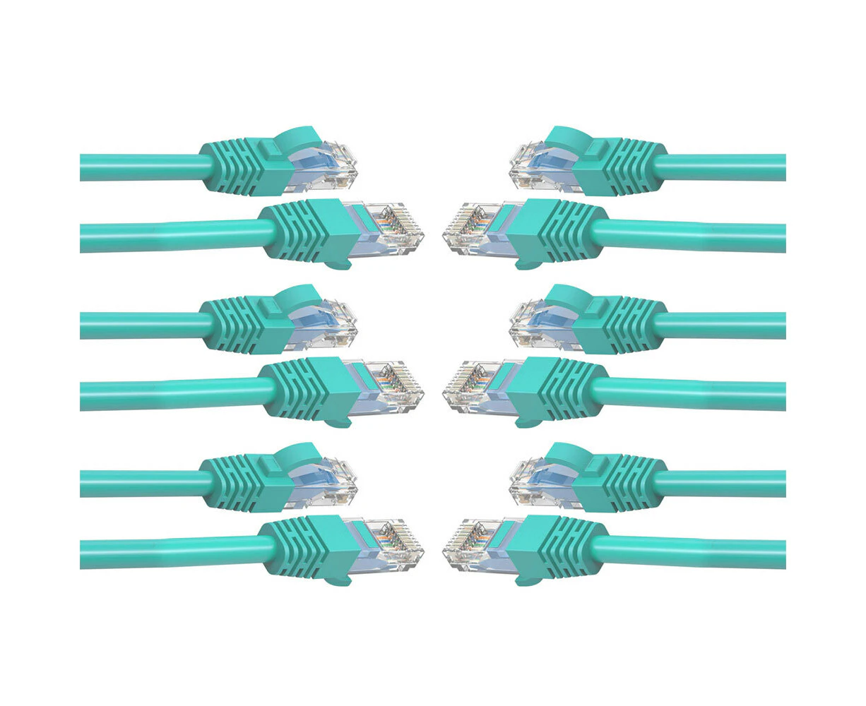 6x Cruxtec 1m CAT6/RJ45 Network Lead Cable LAN Ethernet Internet Router Cord GRN