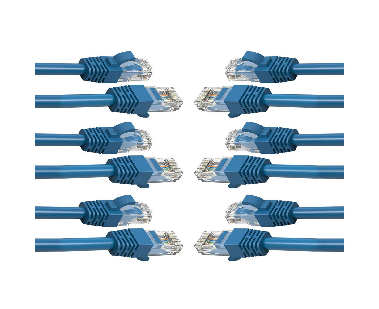 6PK Cruxtec 2m CAT6/RJ45 Network Lead Cable LAN Ethernet Internet Router Cord BL